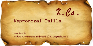 Kapronczai Csilla névjegykártya